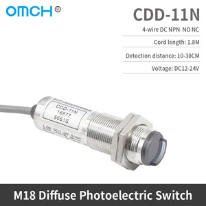 OMCH CDD-11N CDD-11P distance adjustable infrared laser diffuse reflection photoelectric inductive switch sensor DC 24 V