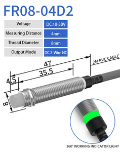 GTRIC Long Distance Proximity Sensor M8 10-30V NPN PNP NO NC Flush Non-Flush Sensing Range 2mm 4mm Inductive Switch