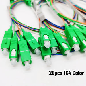 1/10/20pcs/lot Splitter 1X2 1X4 1X8 1X16 1X32 PLC SC/APC Fiber Optic Single Mode 0.9mm G657A1 LSZH 1m PVC Color