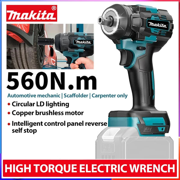 Makita Electric Wrench 560Nm Brushless Moter Impact Wrench Car Repair LED Lighting Cordless Power Tools For Makita 18V Battery