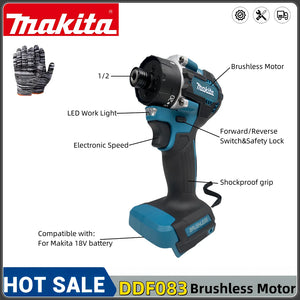 Makita DDF083 20+1 Torque 280N.m Brushless Electric Screwdriver Rechargeable Cordless Electric Drill Screw Driver