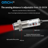 OMCH CDD-11N CDD-11P distance adjustable infrared laser diffuse reflection photoelectric inductive switch sensor DC 24 V