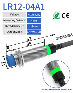 GTRIC LJ12A3 Series Inductive Proximity Switch Sensor NPN PNP High Quality Sensing Distance 2mm 4mm DC 12-24V AC 90-220V