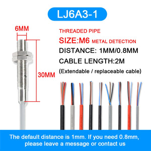 AUCHTE M4 M5 M6 1/1.5mm Inductive Proximity Sensor Switch LJ4LJ5 LJ6 Whatproof Oilproof With Cable Connector  for 3D Printer 24V