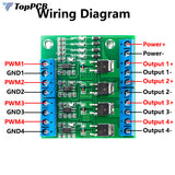 4-Channel MOS PLC Amplifier Board Driver Module PWM 3-20V to 3.7-27V DC 10A Board Driver 4-Channel MOSFET PLC Amplifier