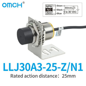 OMCH Long Distance Inductive Proximity Switch Double Detection Range 25mm LLJ30A3-25-Z / P1 Metal sensor DC PNP 3-wire