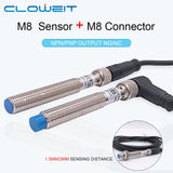 IP65 M8 Inductive Proximity Sensor Cylindrical Metal Approach  3pin Connectior 2m PVC Cable 1.5mm 2mm Detection NPN PNP DC10-30V