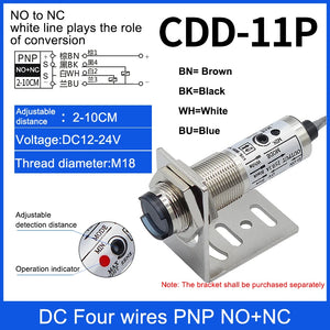 CDD-11/40N CDD-11/40P 2-10/10-40cm Distance Adjustable Infrared laser Diffuse Reflection Photoelectric Inductive Switch Sensor