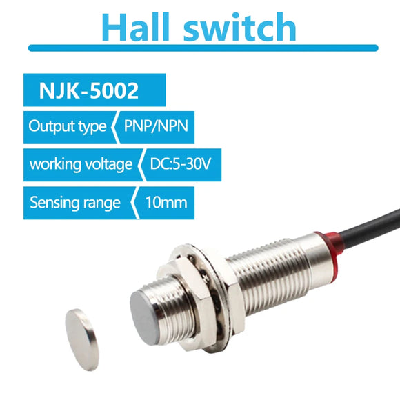 M12 10mm Sensing Distance NJK-5002 DC 5-30V PNP NPN NO NC Hall Magnetic Induction Proximity Sensor Switch