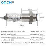 OMCH CDD-11N CDD-11P distance adjustable infrared laser diffuse reflection photoelectric inductive switch sensor DC 24 V