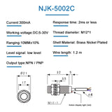 M12 10mm Sensing Distance NJK-5002 DC 5-30V PNP NPN NO NC Hall Magnetic Induction Proximity Sensor Switch